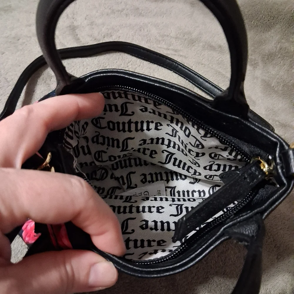 NEW Girls Juicy Couture Black Multi Rose Mommy & Me Mini Purse Easter